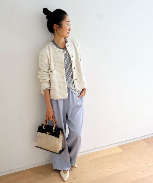 le.coeur blanc（ルクールブラン）の「ツィードノーカラージャケット（ノーカラージャケット・レディース・ネイビー/アイボリー・38）」の8枚目の写真