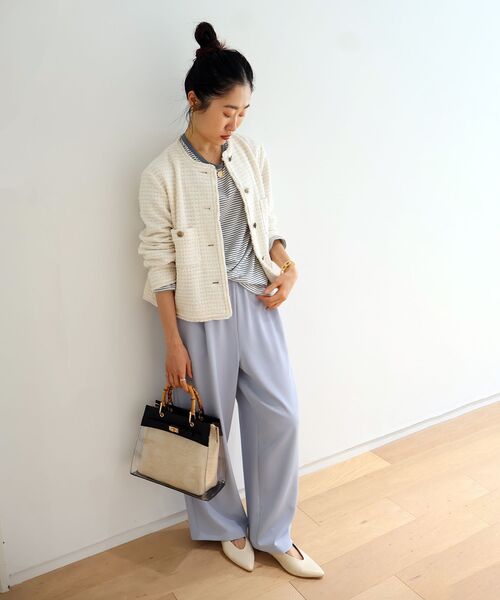 le.coeur blanc（ルクールブラン）の「ツィードノーカラージャケット（ノーカラージャケット・レディース・ネイビー/アイボリー・38）」の10枚目の写真