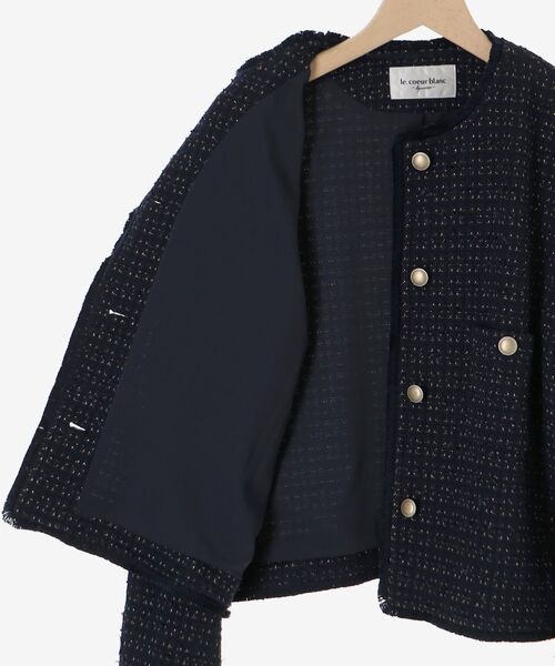 le.coeur blanc（ルクールブラン）の「ツィードノーカラージャケット（ノーカラージャケット・レディース・ネイビー/アイボリー・38）」の16枚目の写真