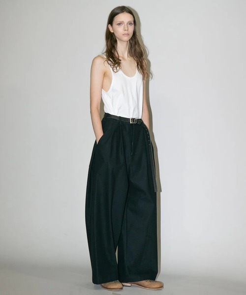パンツ HIGH RISE TUCK WIDE PANTS / Y252-31064-4 my beautiful landlet】 HIGH-TWIST TWILL SIDE TUCK WIDE PANTS