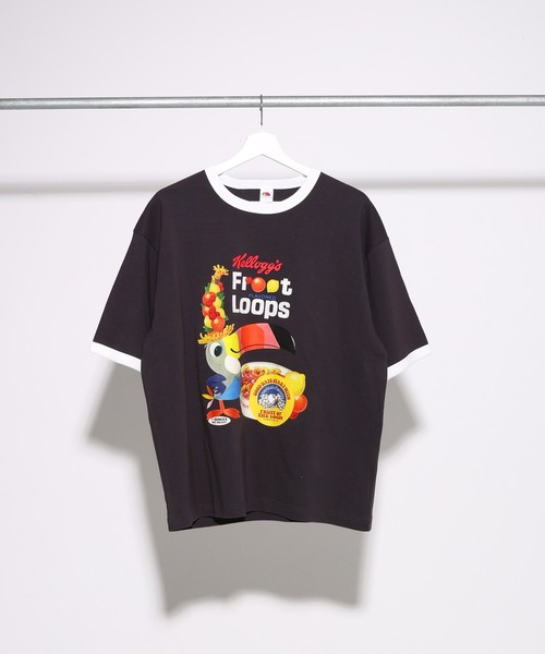FRUIT OF THE LOOM(フルーツオブザルーム)の「FTL x KELLOGGS RINGER T-SHIRT4 / ケロッグ コラボ 半袖リンガーTシャツ フルーツループデザイン(Tシャツ/カットソー・メンズ・チャコールグレー・S/L/M)」の2枚目の写真