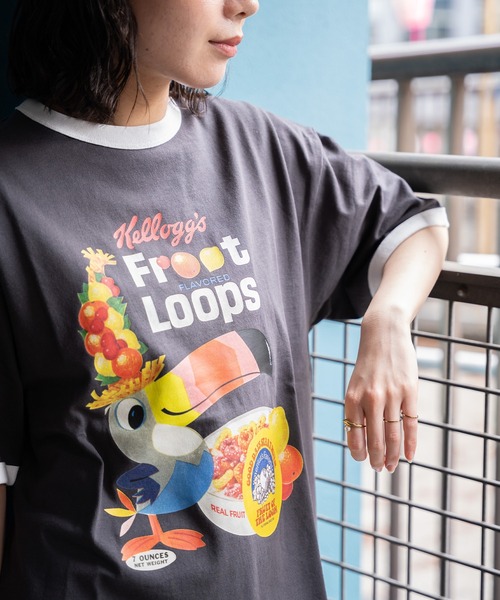 FRUIT OF THE LOOM(フルーツオブザルーム)の「FTL x KELLOGGS RINGER T-SHIRT4 / ケロッグ コラボ 半袖リンガーTシャツ フルーツループデザイン(Tシャツ/カットソー・メンズ・チャコールグレー・S/L/M)」の12枚目の写真