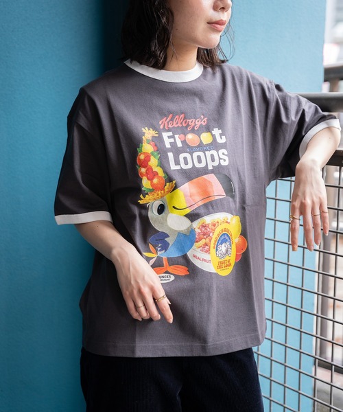 FRUIT OF THE LOOM(フルーツオブザルーム)の「FTL x KELLOGGS RINGER T-SHIRT4 / ケロッグ コラボ 半袖リンガーTシャツ フルーツループデザイン(Tシャツ/カットソー・メンズ・チャコールグレー・S/L/M)」の13枚目の写真