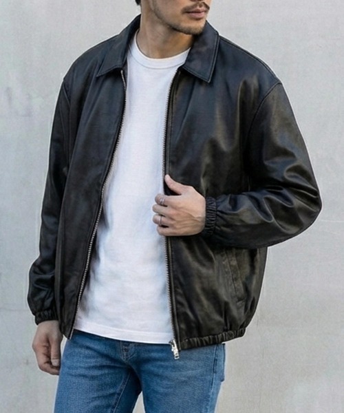 TopIsm(トップイズム)の「フェイクレザー ジップジャケット(ブルゾン・メンズ・ブラック・LL/L/M)」の2枚目の写真