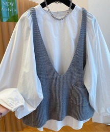 CHUL（チュル）の「ニットビスチェ＋ブラウスアンサンブル（その他トップス）」