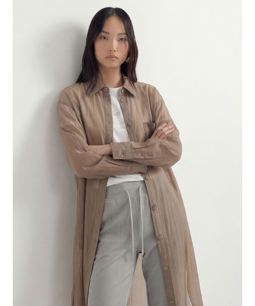 ACUD(アクド)の「Sheer Nylon Long Shirt _Carmel(シャツ/ブラウス・レディース・キャメル・FREE)」の2枚目の写真
