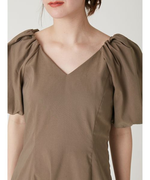 FRAY I.D（フレイアイディー）の「【00サイズあり】ボリュームパフスリーブワンピース（ワンピース・レディース・モカ/ドット/グリーン/インディゴブルー・00/1/0）」の8枚目の写真