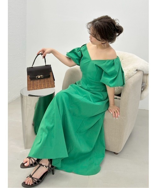 FRAY I.D（フレイアイディー）の「【00サイズあり】ボリュームパフスリーブワンピース（ワンピース・レディース・モカ/ドット/グリーン/インディゴブルー・00/1/0）」の3枚目の写真