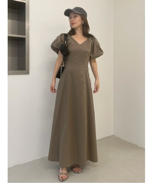 FRAY I.D（フレイアイディー）の「【00サイズあり】ボリュームパフスリーブワンピース（ワンピース・レディース・モカ/ドット/グリーン/インディゴブルー・00/1/0）」の2枚目の写真