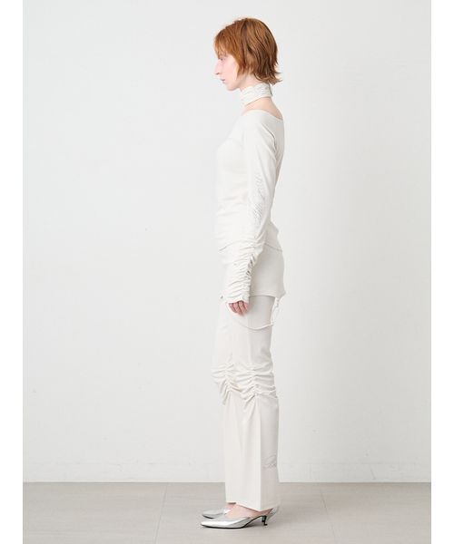 SORIN(ソリン )の「Print Gathered Sleeves Top/プリント ギャザースリーブトップ(Tシャツ/カットソー・レディース・ダークブラウン/オフホワイト・38)」の3枚目の写真