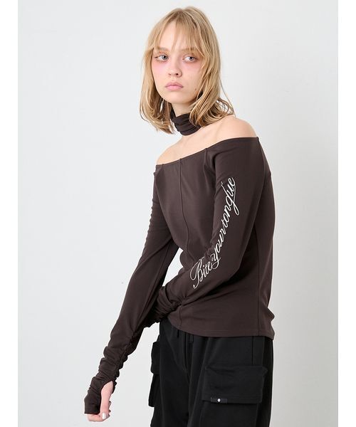 SORIN(ソリン )の「Print Gathered Sleeves Top/プリント ギャザースリーブトップ(Tシャツ/カットソー・レディース・ダークブラウン/オフホワイト・38)」の7枚目の写真