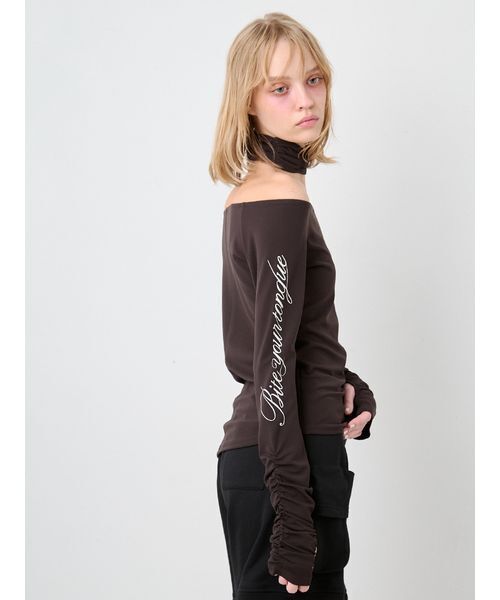 SORIN(ソリン )の「Print Gathered Sleeves Top/プリント ギャザースリーブトップ(Tシャツ/カットソー・レディース・ダークブラウン/オフホワイト・38)」の9枚目の写真