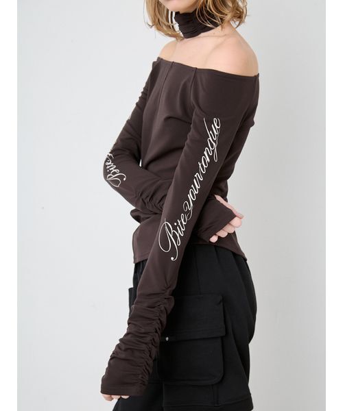 SORIN(ソリン )の「Print Gathered Sleeves Top/プリント ギャザースリーブトップ(Tシャツ/カットソー・レディース・ダークブラウン/オフホワイト・38)」の19枚目の写真