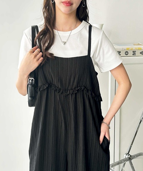 GeeRA（ジーラ）の「フリルデザインサロペット（サロペット/オーバーオール・レディース・ブラック/チャコール・MEDIUM/LARGE/X-LARGE）」の9枚目の写真