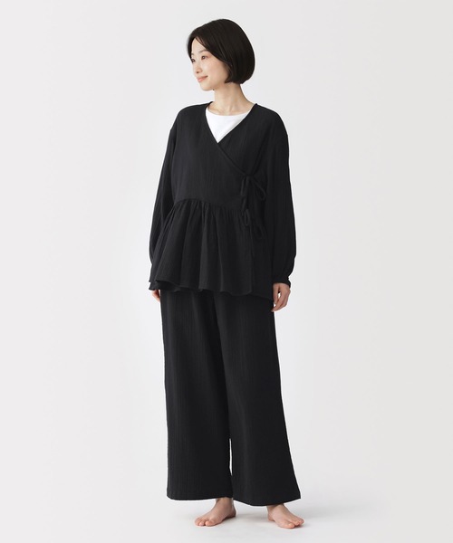 無印良品(ムジルシリョウヒン)の「婦人 楊柳ガーゼ ロングパンツ(ルームウェア/パジャマ・レディース・ブラック/ライトベージュ/オフホワイト・S/M/L/XL)」の11枚目の写真
