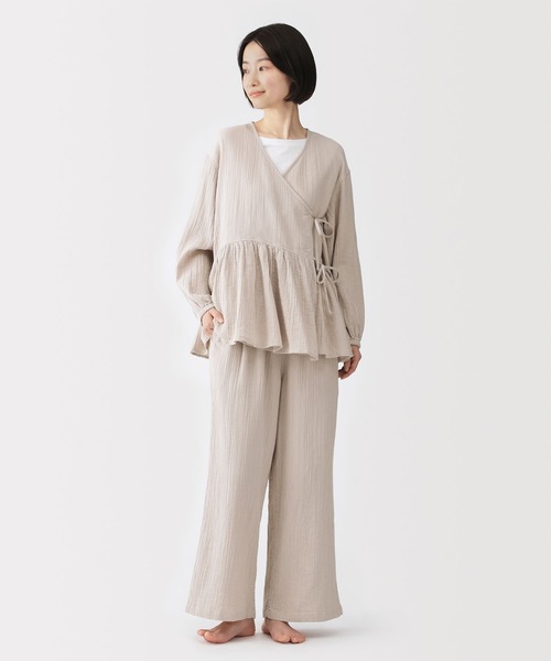 無印良品(ムジルシリョウヒン)の「婦人 楊柳ガーゼ ロングパンツ(ルームウェア/パジャマ・レディース・ブラック/ライトベージュ/オフホワイト・S/M/L/XL)」の8枚目の写真
