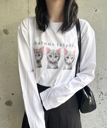 グレーキャットロンT／長袖Tシャツ