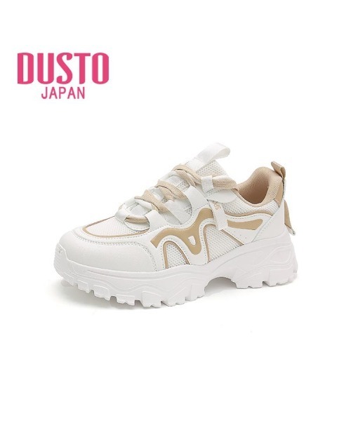 VIBGYOR（ヴィブジョー）の「【DUSTO】レディースサイドアクセントスニーカー(MA)（スニーカー・レディース・ホワイト系その他/グレー系その他/ホワイト×ブラック・24/23.5/23）」の2枚目の写真
