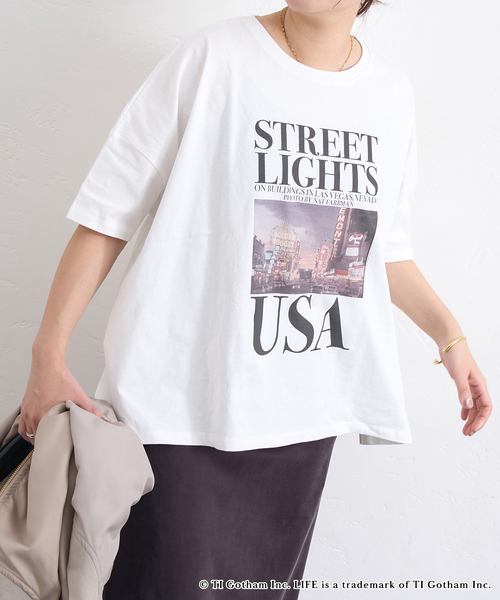 JOURNAL STANDARD(ジャーナルスタンダード)の「LIFE PICTURE COLLECTION JS ポンチョTEE(Tシャツ/カットソー・レディース・ホワイト/ベージュ/ブラック系その他・FREE)」の2枚目の写真