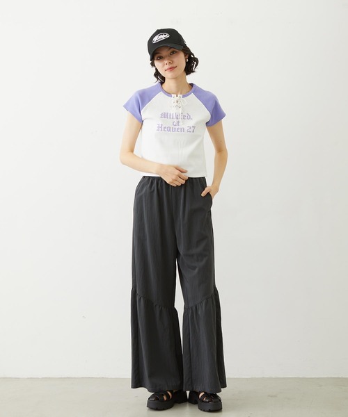 MILKFED.(ミルクフェド)の「MILKFED. AT HEAVEN27 LACE UP B/B TEE(Tシャツ/カットソー・レディース・ベージュ/ホワイト/ライトブルー・ONE SIZE)」の20枚目の写真