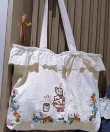 Liaa/ロープデザイン 花柄 さくらんぼ柄 ハート柄 トートバッグ A18671