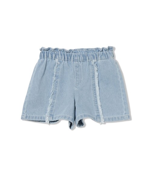 BEAMS mini(ビームスミニ)の「【8/20値下げ】フリンジ デニム ショートパンツ 2026SS (90~150cm) キッズ プチプラ 定番(その他パンツ・キッズ・サックスブルー/インディゴブルー・150/120/100/140/130/110/90)」の1枚目の写真