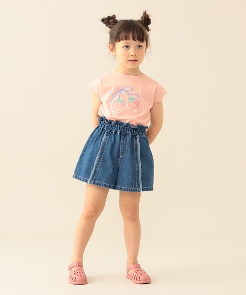 BEAMS mini(ビームスミニ)の「【8/20値下げ】フリンジ デニム ショートパンツ 2026SS (90~150cm) キッズ プチプラ 定番(その他パンツ・キッズ・サックスブルー/インディゴブルー・150/120/100/140/130/110/90)」の8枚目の写真
