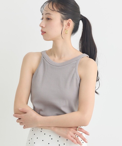 earth music&ecology（アースミュージックアンドエコロジー）の「アメスリテレコタンクトップ（タンクトップ・レディース・ブラック/アイボリー/モカ/チャコールグレー・M/S）」の4枚目の写真