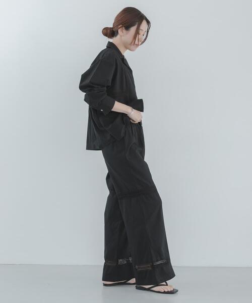 URBAN RESEARCH Sonny Label（アーバンリサーチサニーレーベル）の「ブロッキングレースコットンイージーパンツ（その他パンツ・レディース・ホワイト系その他/ブラック・FREE）」の4枚目の写真