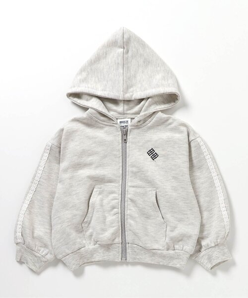 BREEZE（ブリーズ）の「レースラインフードパーカー(セットアップ可)（パーカー・キッズ・グレー・120/110/90/140/130/100/80）」の4枚目の写真