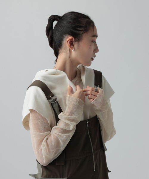 LEPSIM(レプシィム)の「裏毛フーディーノースリーブ 639418(Tシャツ/カットソー・レディース・チャコールグレー/グレー/オフホワイト・FREE)」の4枚目の写真