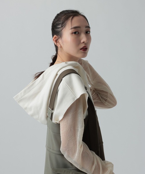 LEPSIM(レプシィム)の「裏毛フーディーノースリーブ 639418(Tシャツ/カットソー・レディース・チャコールグレー/グレー/オフホワイト・FREE)」の5枚目の写真