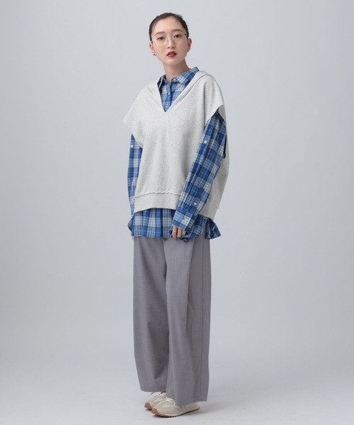 LEPSIM(レプシィム)の「裏毛フーディーノースリーブ 639418(Tシャツ/カットソー・レディース・チャコールグレー/グレー/オフホワイト・FREE)」の12枚目の写真