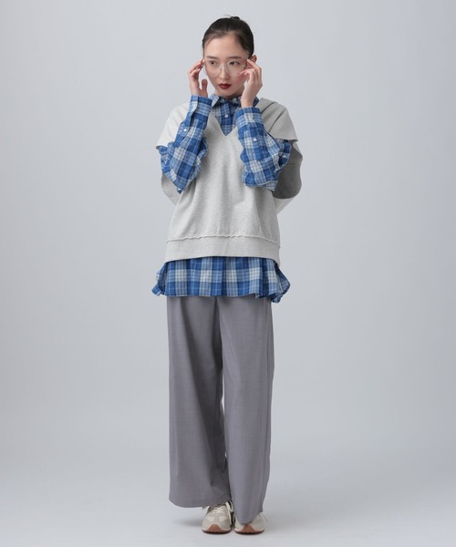 LEPSIM(レプシィム)の「裏毛フーディーノースリーブ 639418(Tシャツ/カットソー・レディース・チャコールグレー/グレー/オフホワイト・FREE)」の13枚目の写真