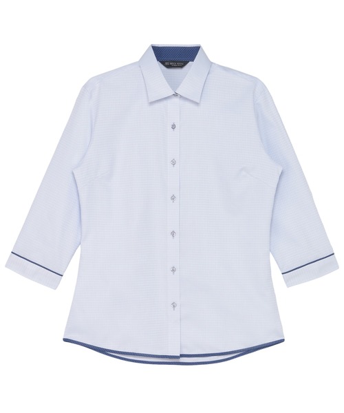 TOKYO SHIRTS(トウキョウシャツ)の「【透け防止】 形態安定ノンアイロン ワイド 7分袖ビジネスワイシャツ(ビジネスシャツ・レディース・サックスブルー・XS/S/M/L/LL/XL)」の1枚目の写真