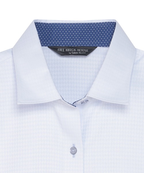 TOKYO SHIRTS(トウキョウシャツ)の「【透け防止】 形態安定ノンアイロン ワイド 7分袖ビジネスワイシャツ(ビジネスシャツ・レディース・サックスブルー・XS/S/M/L/LL/XL)」の3枚目の写真