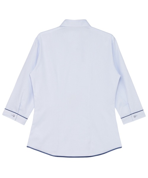 TOKYO SHIRTS(トウキョウシャツ)の「【透け防止】 形態安定ノンアイロン ワイド 7分袖ビジネスワイシャツ(ビジネスシャツ・レディース・サックスブルー・XS/S/M/L/LL/XL)」の2枚目の写真