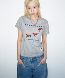 do blue セミクロップ半袖Tシャツ [グレー メランジ]