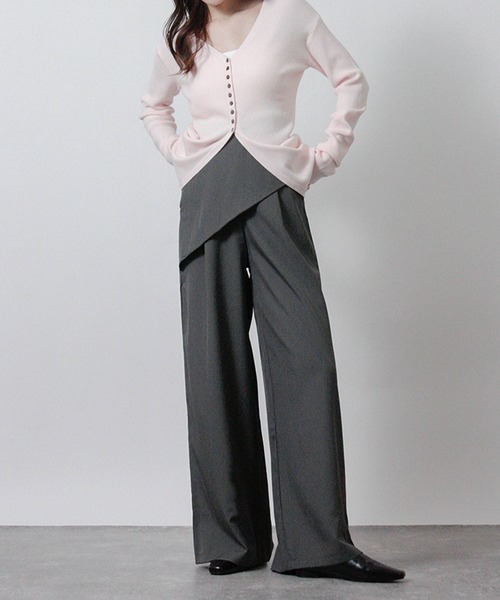 Social GIRL(ソーシャルガール)の「アシンメトリーラップワイドパンツ ハイウエスト スラックス(その他パンツ・レディース・グレー/ライトベージュ/ブラック/モカ・M)」の19枚目の写真