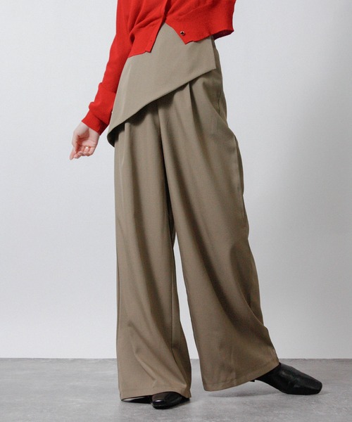 Social GIRL(ソーシャルガール)の「アシンメトリーラップワイドパンツ ハイウエスト スラックス(その他パンツ・レディース・グレー/ライトベージュ/ブラック/モカ・M)」の21枚目の写真