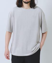接触冷感フェイクスエード半袖クルーネックTシャツ