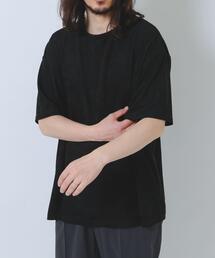 接触冷感フェイクスエード半袖クルーネックTシャツ
