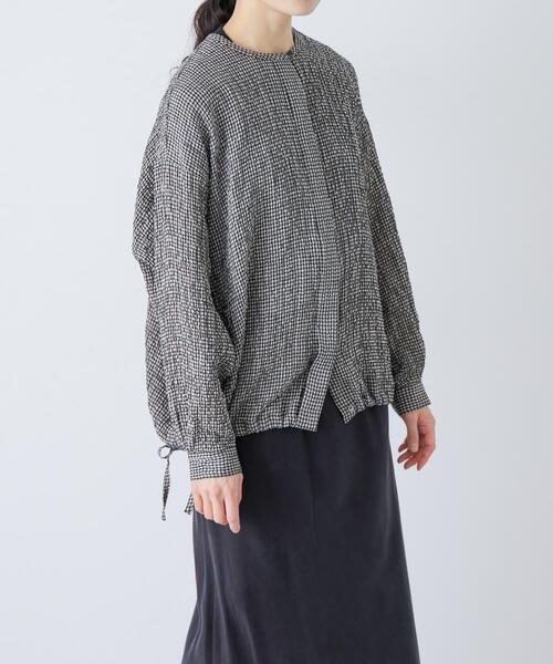 かぐれ（カグレ）の「リネンレーヨンチェックシャツカーディガン（シャツ/ブラウス・レディース・ブラック/ブラック系その他・FREE）」の16枚目の写真