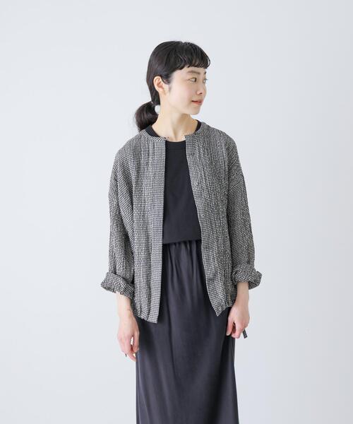 かぐれ（カグレ）の「リネンレーヨンチェックシャツカーディガン（シャツ/ブラウス・レディース・ブラック/ブラック系その他・FREE）」の18枚目の写真