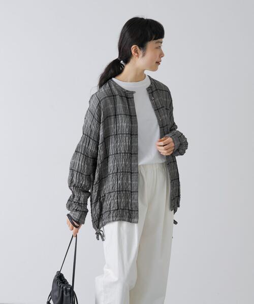 かぐれ（カグレ）の「リネンレーヨンチェックシャツカーディガン（シャツ/ブラウス・レディース・ブラック/ブラック系その他・FREE）」の19枚目の写真