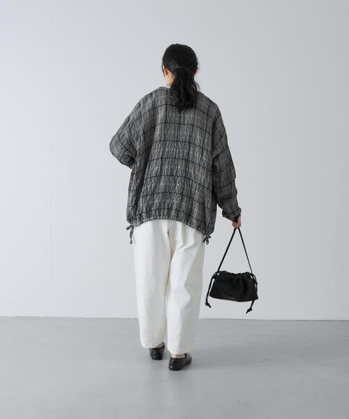 かぐれ（カグレ）の「リネンレーヨンチェックシャツカーディガン（シャツ/ブラウス・レディース・ブラック/ブラック系その他・FREE）」の3枚目の写真