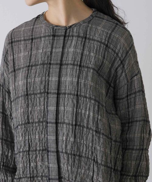 かぐれ（カグレ）の「リネンレーヨンチェックシャツカーディガン（シャツ/ブラウス・レディース・ブラック/ブラック系その他・FREE）」の7枚目の写真