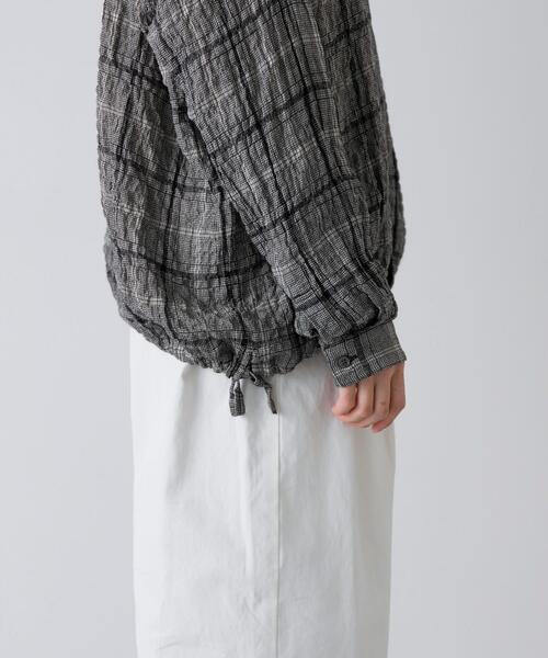 かぐれ（カグレ）の「リネンレーヨンチェックシャツカーディガン（シャツ/ブラウス・レディース・ブラック/ブラック系その他・FREE）」の8枚目の写真