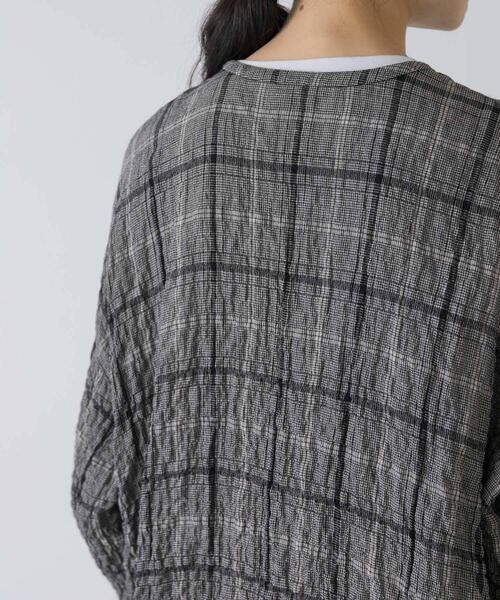 かぐれ（カグレ）の「リネンレーヨンチェックシャツカーディガン（シャツ/ブラウス・レディース・ブラック/ブラック系その他・FREE）」の9枚目の写真
