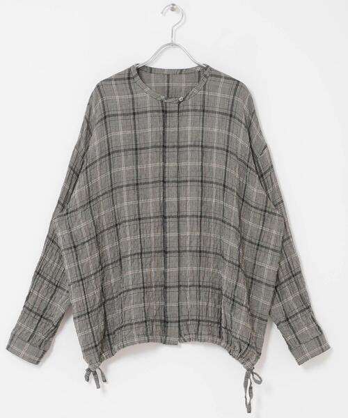 かぐれ（カグレ）の「リネンレーヨンチェックシャツカーディガン（シャツ/ブラウス・レディース・ブラック/ブラック系その他・FREE）」の10枚目の写真